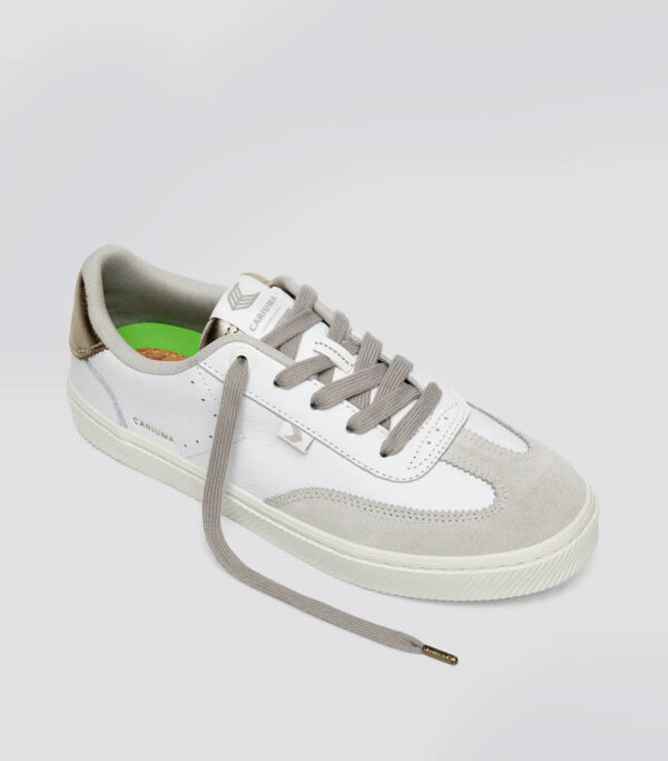 TOCA White Premium Leather Vintage White Suede Metallic Gold Sneaker - Image 2
