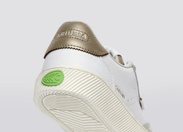 TOCA White Premium Leather Vintage White Suede Metallic Gold Sneaker - Image 8