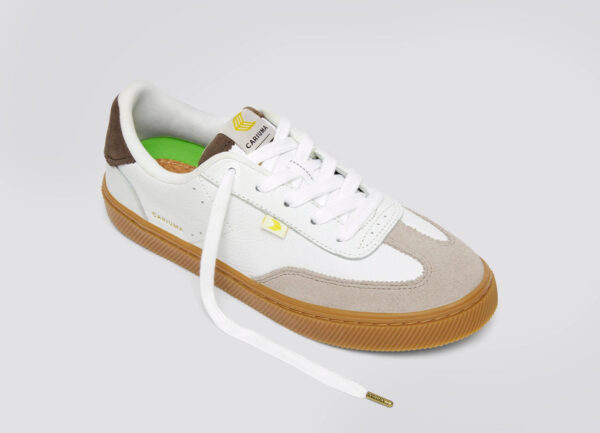 TOCA Gum White Premium Leather Plaza Taupe Suede Dark Khaki Sneaker - Image 7
